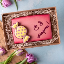 Пряник-открытка Розовая с конфетками_фото 1