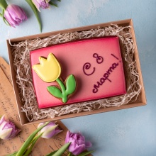 Пряник-открытка Розовая с тюльпаном_фото 1